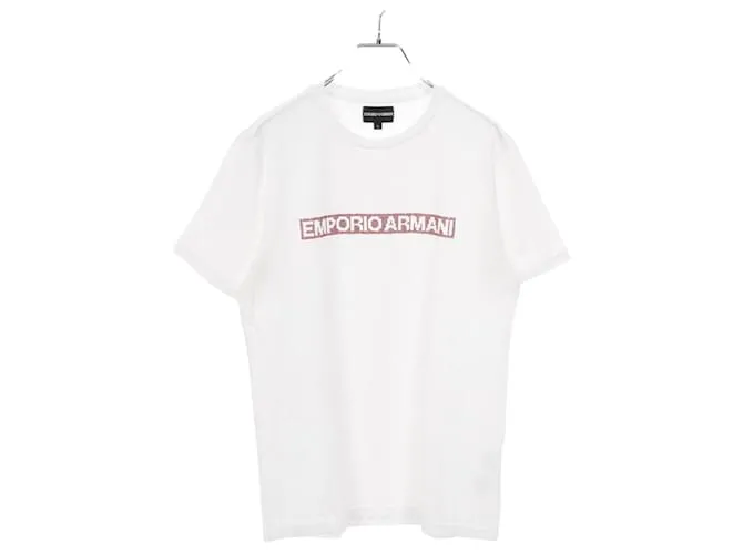 Top in cotone con logo in strass Emporio Armani Bianco