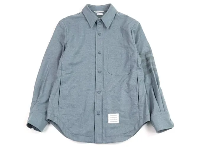 Giacca in flanella con bottoni frontali a righe RWB Thom Browne Blu Blu chiaro