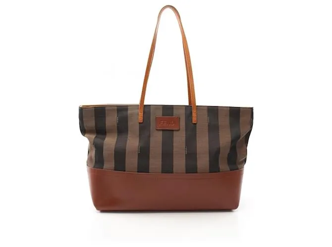 Borsa tote in pelle e nylon Pequin di Fendi Marrone Nero