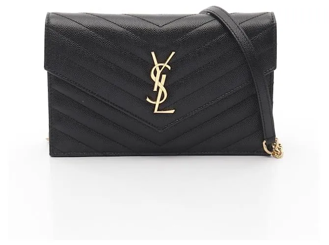 Yves Saint Laurent Borsa a Spalla in Pelle Cassandra Envelope di Saint Laurent Paris Nero