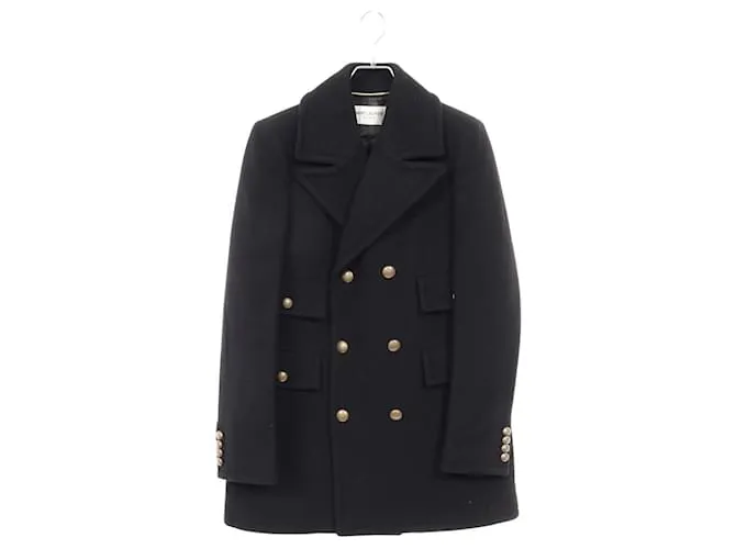 Yves Saint Laurent Cappotto in lana di angora Saint Laurent Paris Nero