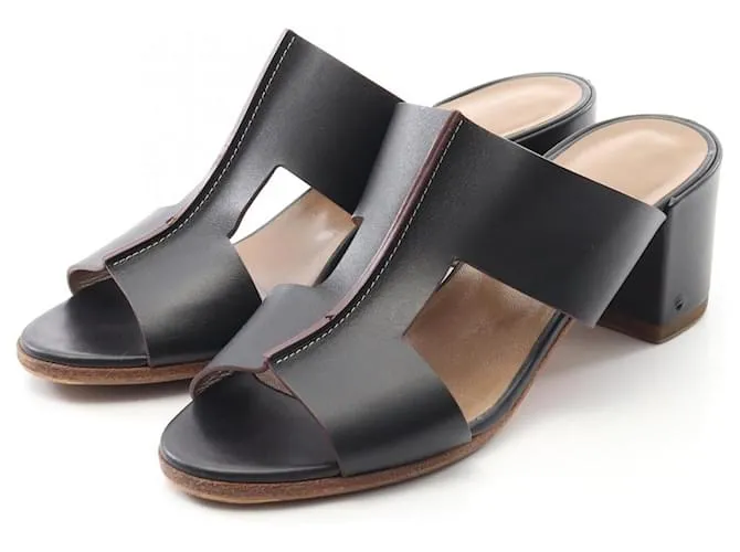 Sandali in pelle Ostia di Hermès Nero