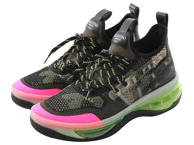 Sneakers CLOUD BUBBLE-SOLE di Valentino Garavani in mesh e gomma Nero Rosa Verde Cachi