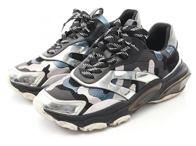 Sneaker in pelle e tessuto Valentino Garavani Dad Nero Argento Multicolore