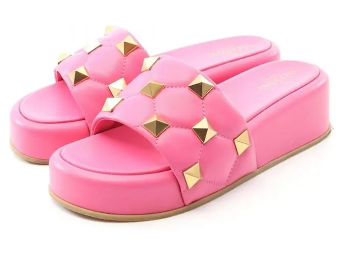 Sandali in pelle Rockstuds Valentino Garavani Rosa