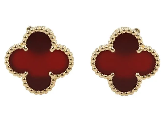Orecchini in Cornalina Au750 Vintage Alhambra di Van Cleef & Arpels Rosso