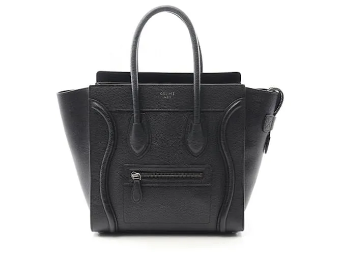 Céline Borsa a mano in pelle Celine Luggage Micro Shopper Nero