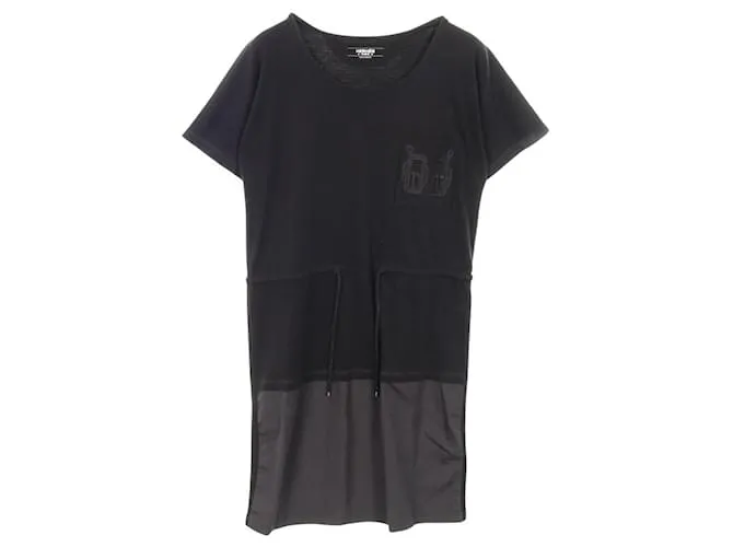 Abito in cotone ricamato con tasche Hermès Nero