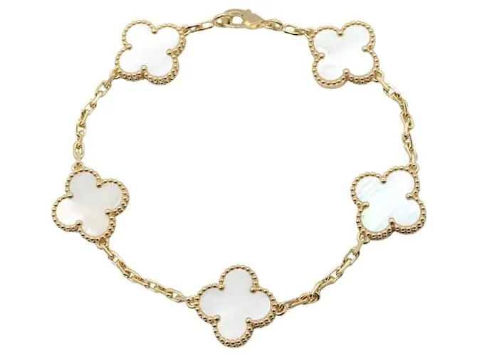 Bracciale Vintage Alhambra Au750 in madreperla di Van Cleef & Arpels Bianco