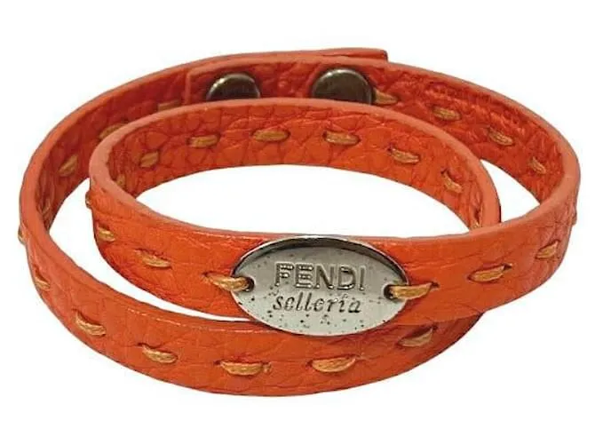 Bracciale in pelle Fendi Selleria Arancione