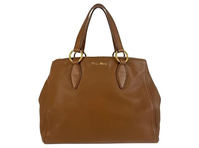 Borsa 2 in 1 in pelle Miu Miu Marrone