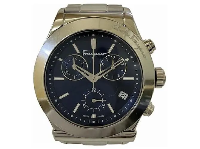 Cronografo in acciaio inossidabile Salvatore Ferragamo Blu