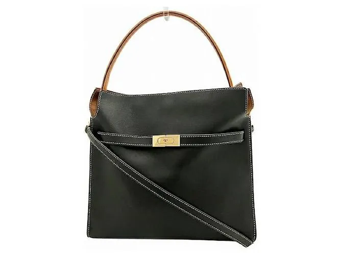 Borsa in pelle Tory Burch Lee Radziwill 2 in 1 Nero