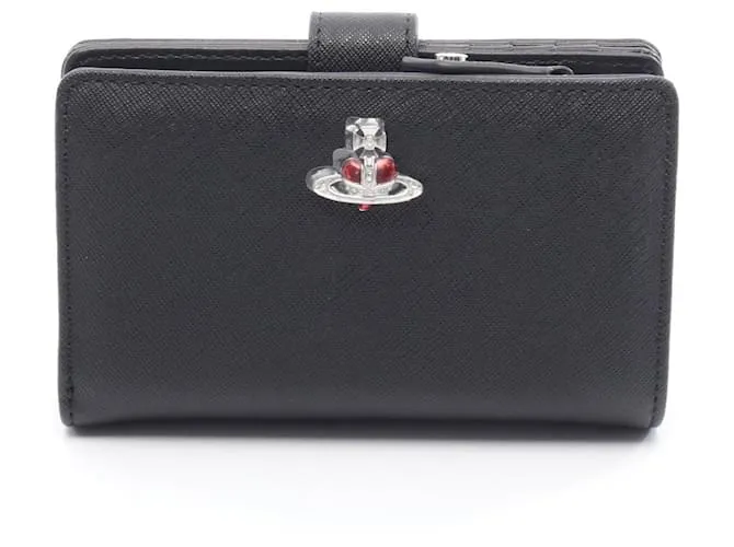 Portafoglio con zip Vivienne Westwood in pelle Saffiano Nero