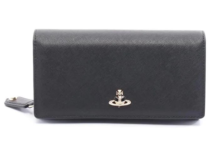 Portafoglio CLASSIC LOGO in pelle Saffiano di Vivienne Westwood Nero