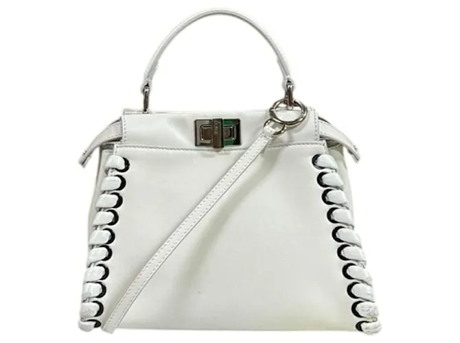 Borsa a Spalla Mini Peekaboo di Fendi Bianco
