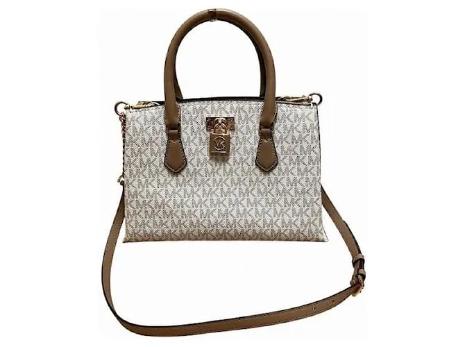 Borsa 2 in 1 in pelle PVC Michael Kors 3OS3GROS10 Bianco Beige