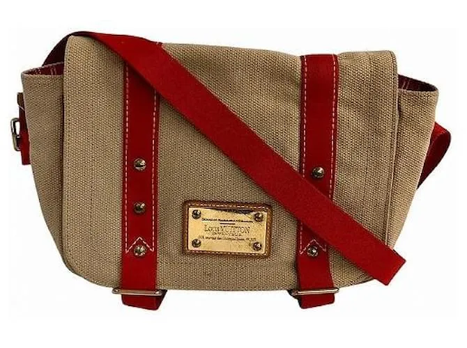 Borsa a spalla in tela Antigua Buzas PM di Louis Vuitton Rosso Beige