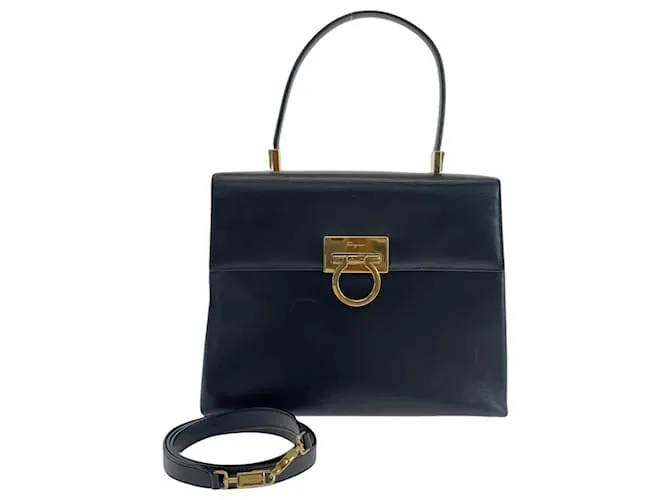 Borsa 2 in 1 in pelle Gancini di Salvatore Ferragamo Nero