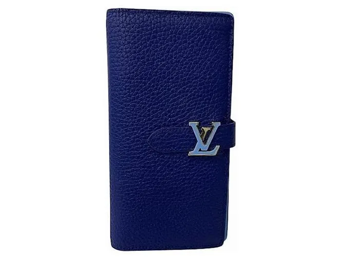 Portafoglio Verticale Louis Vuitton in Pelle Taurillon Blu