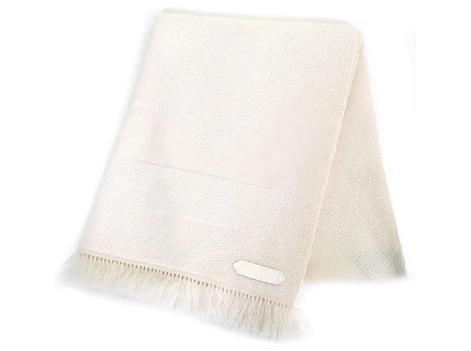 Sciarpa in cashmere con frange Chevron Zoom di Hermès Crudo