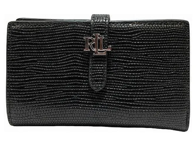 Portafoglio in pelle bifold Lauren Ralph Lauren Nero