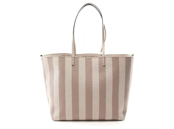 Borsa Tote in Tela e Pelle Fendi LARGE ROLL Beige