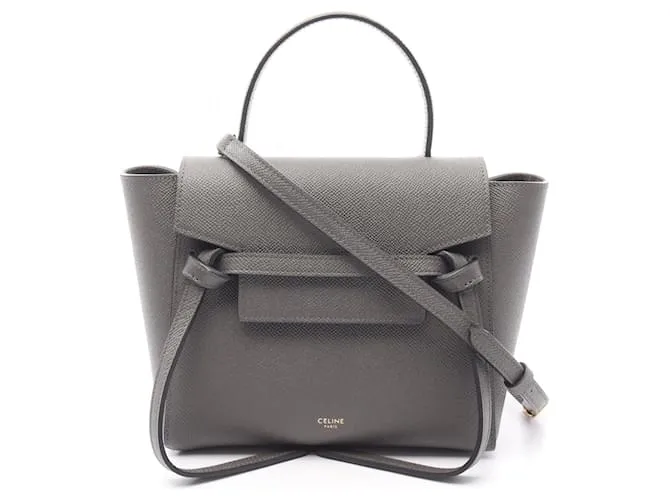 Céline Celine BORSA CINTURA NANO Borsa in pelle 2 in 1 Grigio
