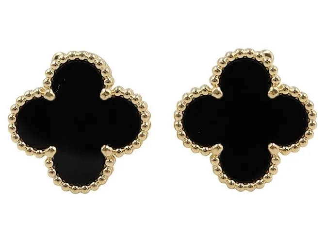 Orecchini Vintage Alhambra Onyx Au750 di Van Cleef & Arpels Nero