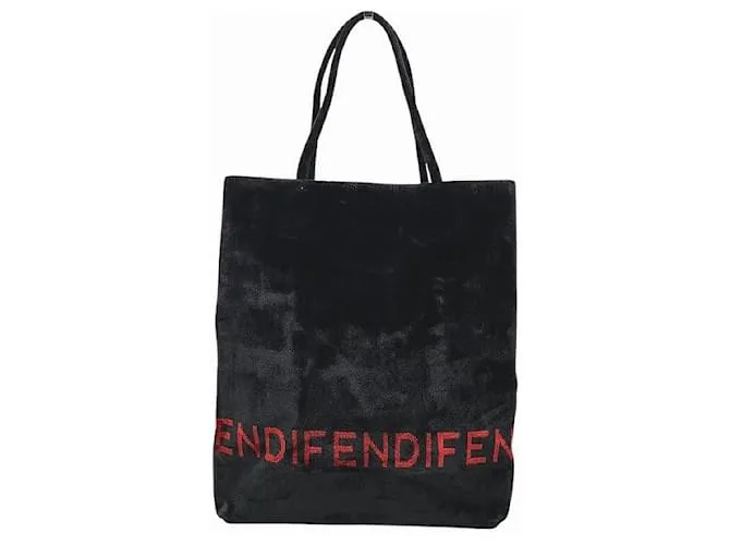 Borsa Tote in Velluto Fendi Nero Rosso