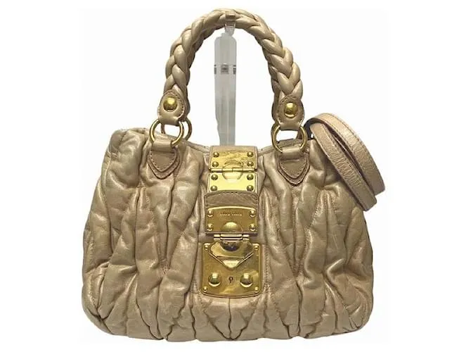 Borsa 2 in 1 in pelle matelassé Miu Miu Beige