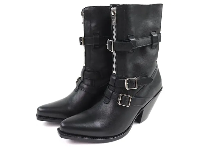Céline Stivali in pelle con zip Celine Berlin Center Nero
