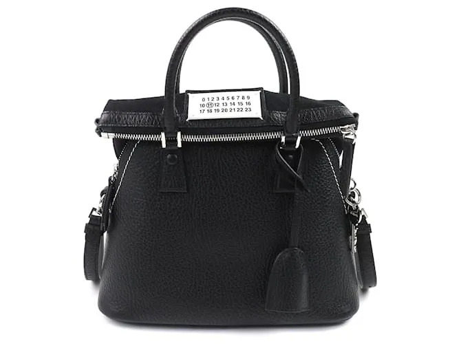 Maison Martin Margiela Borsa a mano 2 in 2 in pelle granulata Mini 11 5AC di Maison Margiela Nero