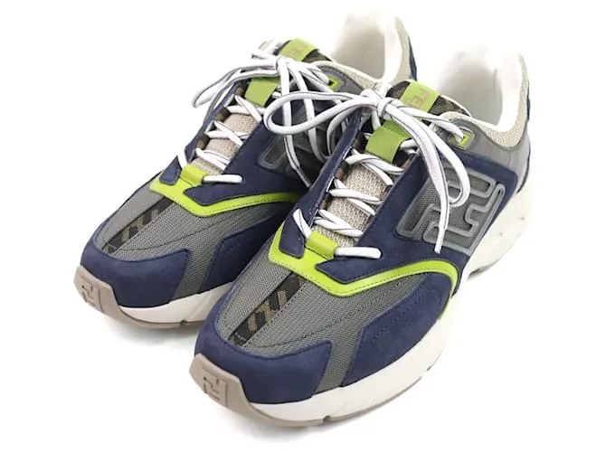 Sneakers in pelle scamosciata Fendi FASTER TRAINERS Multicolore