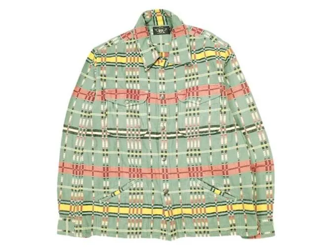 Ralph Lauren Camicia overshirt in cotone jacquard a quadri marrone RRL Verde