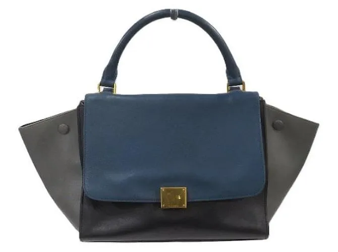 Céline Borsa in pelle 2 in 1 Celine Traveller Nero Blu Grigio Blu navy