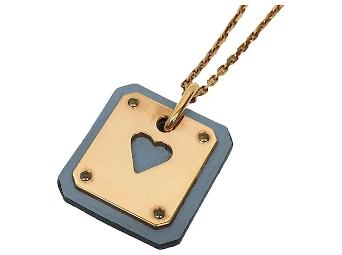Hermès Collana As de Coeur PM di carte da gioco Hermes Blu D'oro