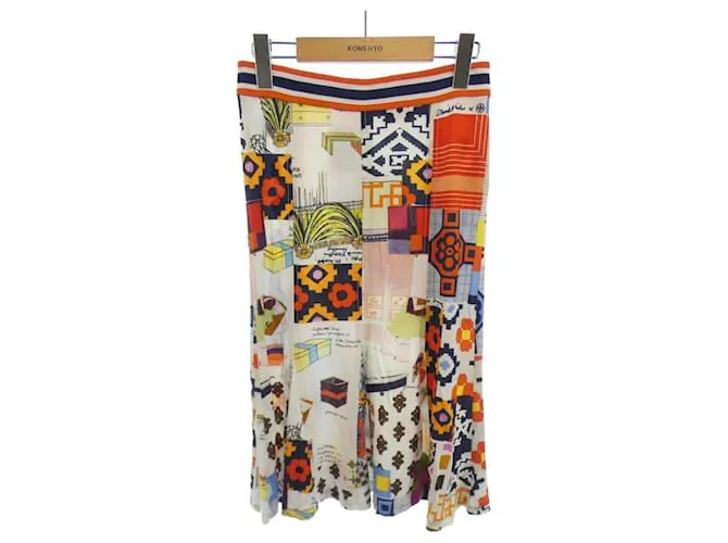 Gonna Tory Burch Blu Beige Arancione Blu navy