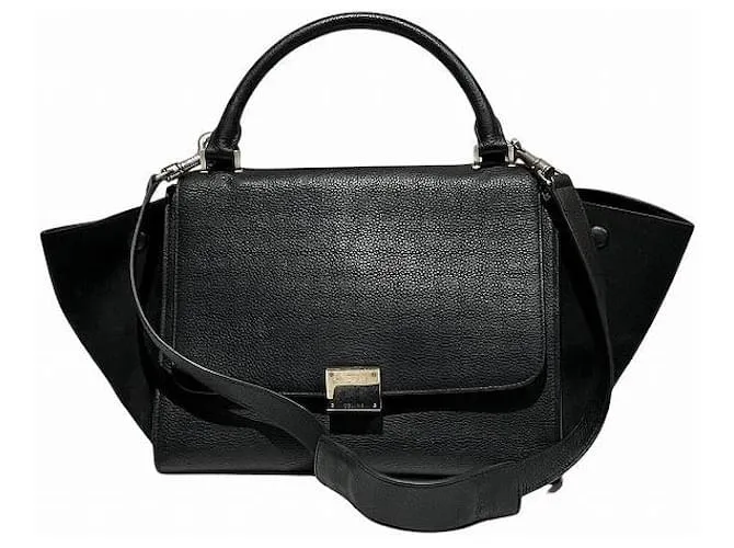 Céline Borsa 2 in 1 in suede di vitello Trapeze di Celine Nero