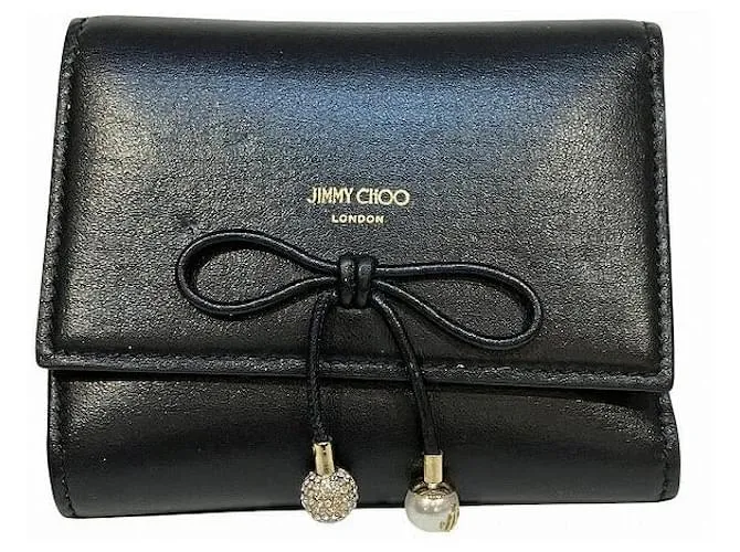 Portafoglio in pelle trifold MARINDA di Jimmy Choo Nero