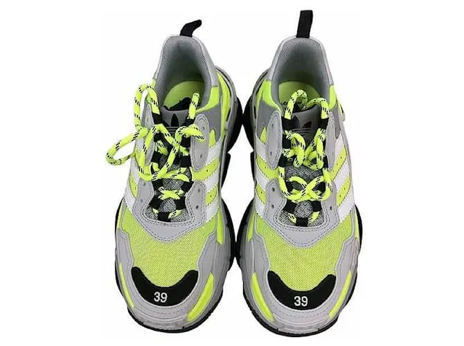 Sneakers in pelle a rete Balenciaga Bianco Verde chiaro