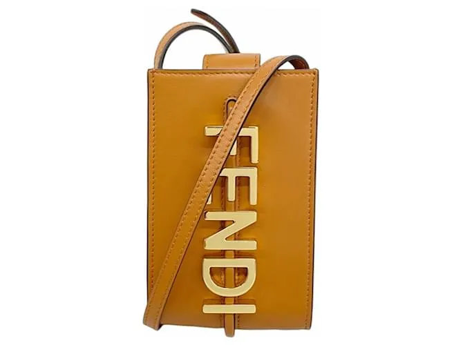 Borsa a spalla in pelle marrone Fendi