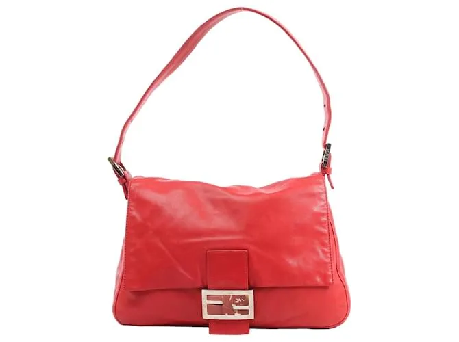 Borsa a spalla in pelle FENDI Mamma Baguette rossa 26325 Rosso