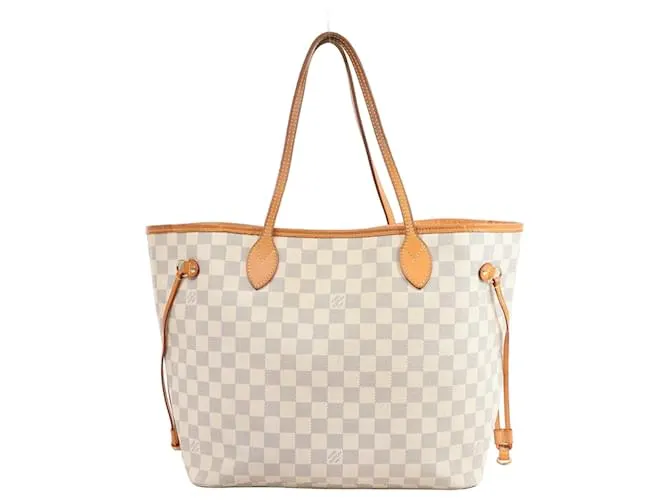 Borsa a Spalla Neverfull MM Damier Azur di Louis Vuitton N51107 Beige