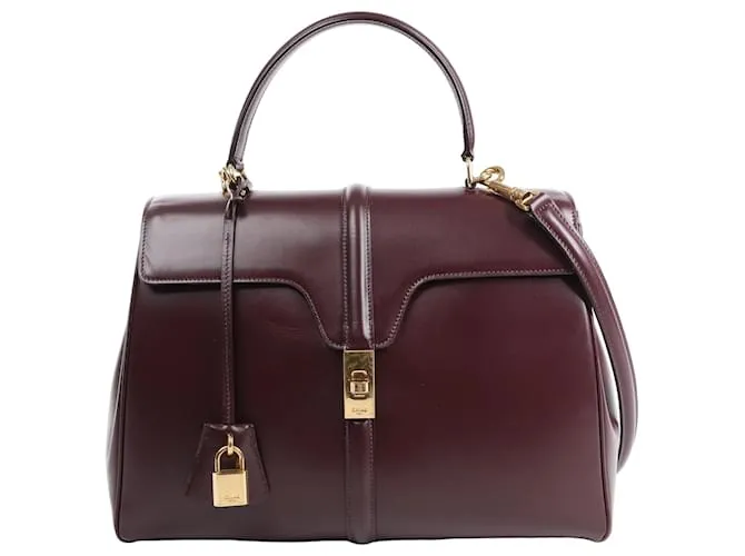 Céline Borsa 16 Medium in pelle liscia 2Way di Celine in bordeaux Bordò