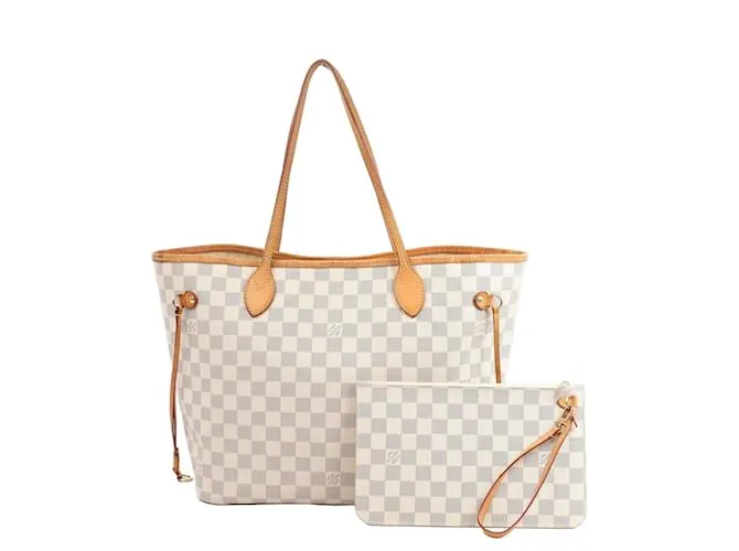 Borsa a Spalla Neverfull MM Damier Azur Louis Vuitton N41361 Beige