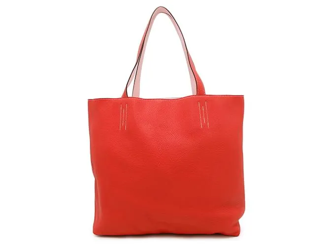 Borsa Tote Double Sens 36 di Hermès Rosa Rosso