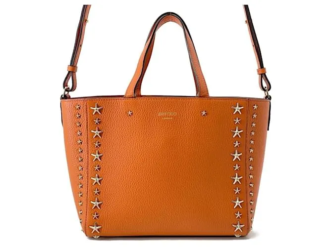 Borsa in pelle chiodata Jimmy Choo Pegasi S Arancione