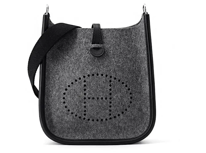 Borsa a Spalla Hermès Evelyn TPM Nero Grigio antracite