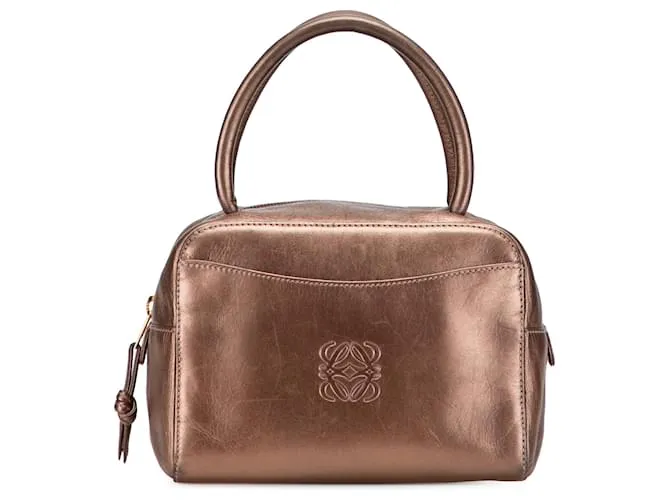 Borsa a mano in pelle metallica marrone Anagram LOEWE Bronzo